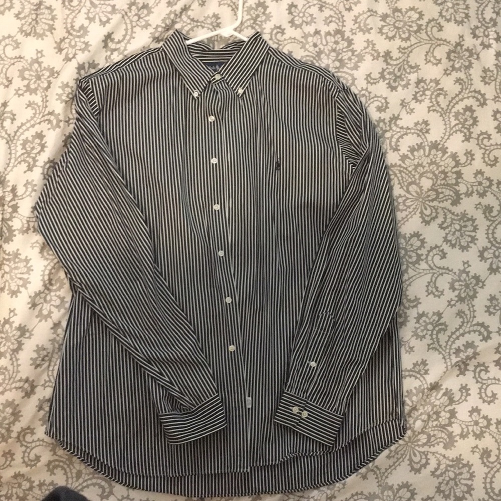Black and White striped Ralph Lauren button down